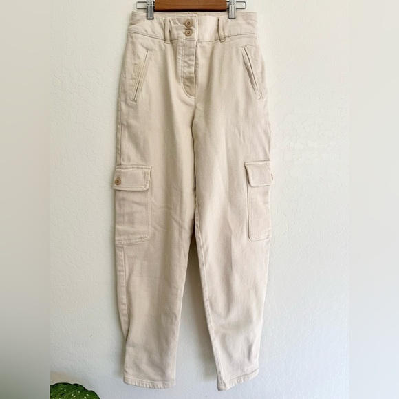 Aritzia Wilfred Free Modern Cargo Pant Light Beige Cream Size 0 barrel pants - Picture 1 of 10